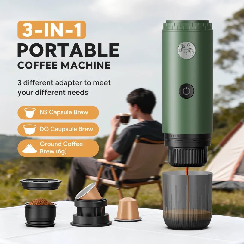 Machine à expresso portable 3-en-1, cafetière de voyage pour le camping, la randonnée, le bureau, auto-chauffante avec USB-C, nouveauté 2026 - Golden High-Tech