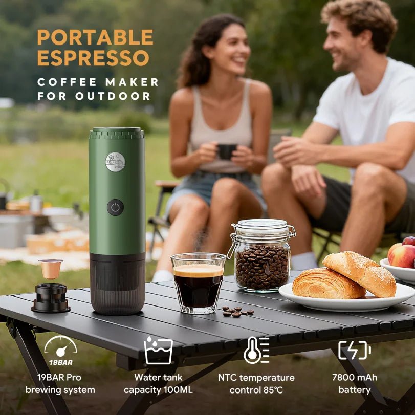 Machine à expresso portable 3-en-1, cafetière de voyage pour le camping, la randonnée, le bureau, auto-chauffante avec USB-C, nouveauté 2026 - Golden High-Tech