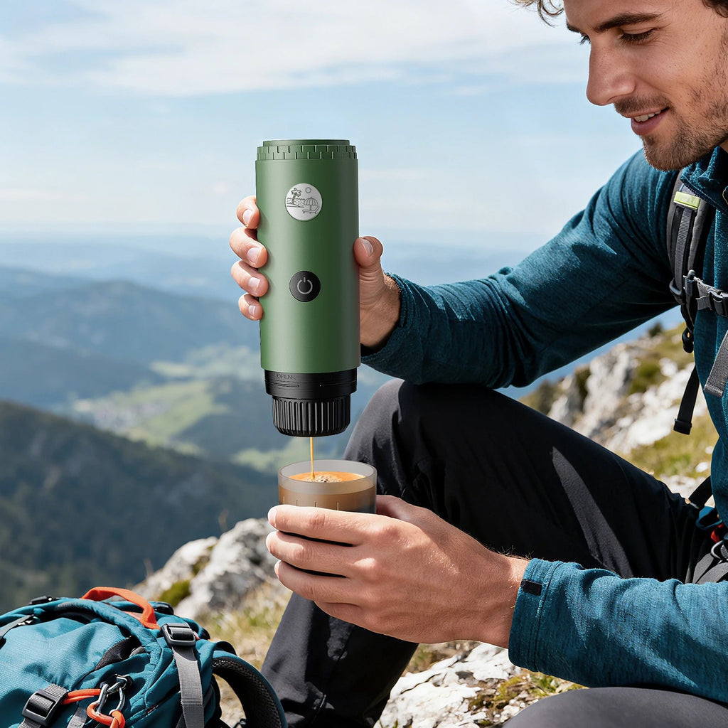 Machine à expresso portable 3-en-1, cafetière de voyage pour le camping, la randonnée, le bureau, auto-chauffante avec USB-C, nouveauté 2026 - Golden High-Tech