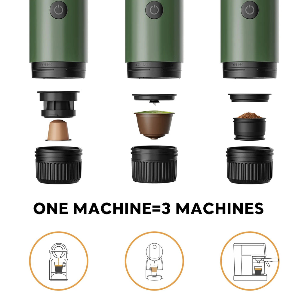 Machine à expresso portable 3-en-1, cafetière de voyage pour le camping, la randonnée, le bureau, auto-chauffante avec USB-C, nouveauté 2026 - Golden High-Tech