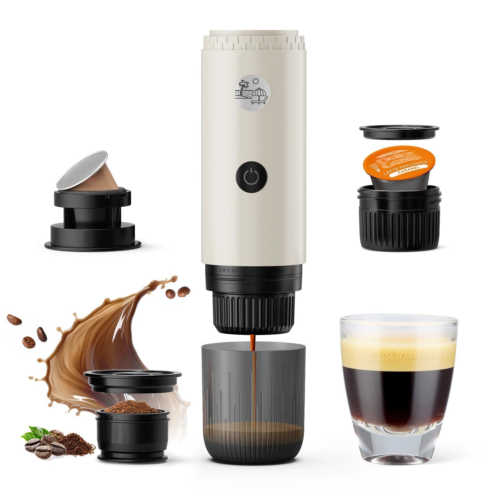 Machine à expresso portable 3-en-1, cafetière de voyage pour le camping, la randonnée, le bureau, auto-chauffante avec USB-C, nouveauté 2026 - Golden High-Tech