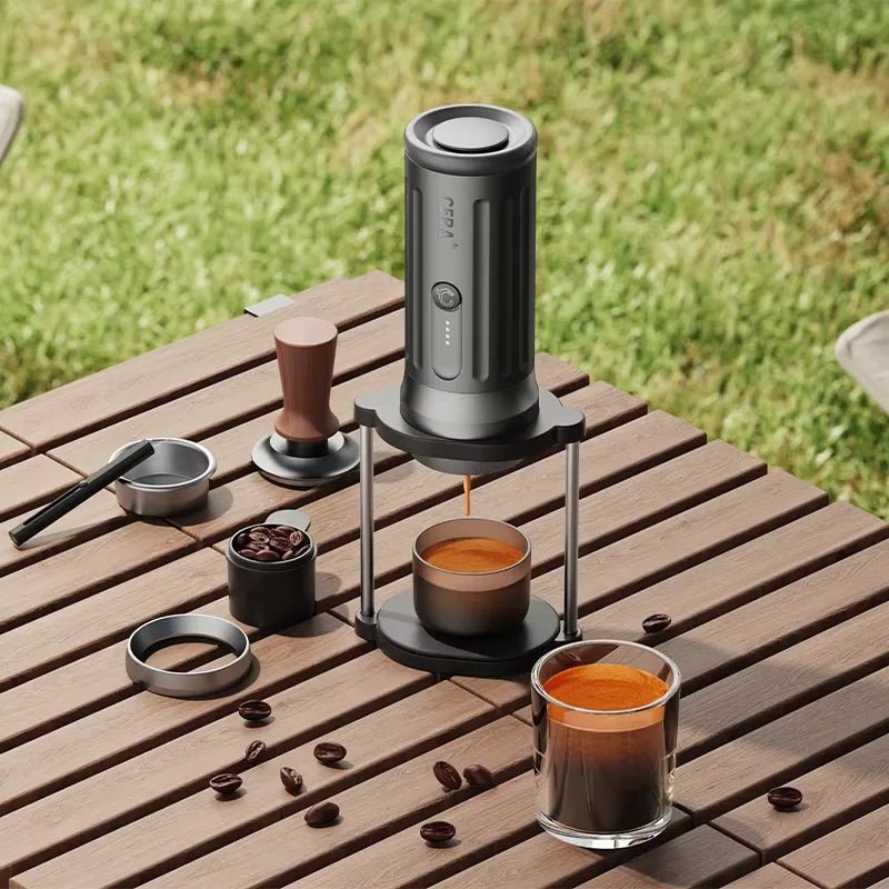 Machine à expresso Portable, auto-chauffante, pour voiture, Compatible avec café moulu et capsules, adaptée aux voyages et au bureau - Golden High-Tech