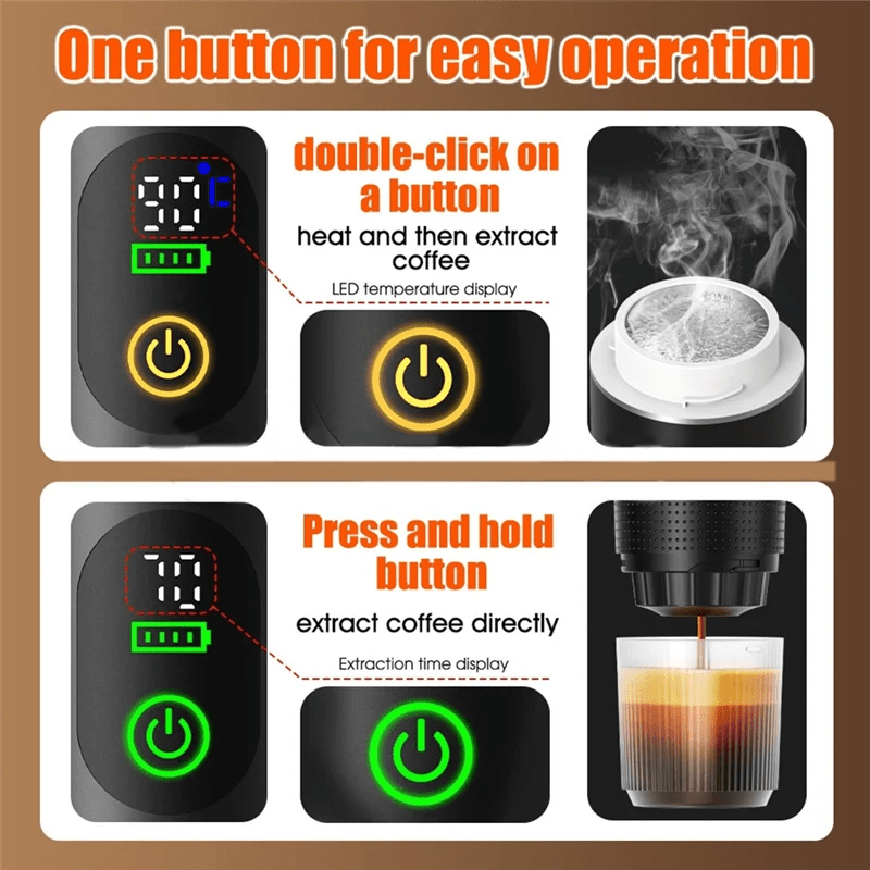 Machine à Expresso Portable Auto-Chauffante pour Voyage & Camping - Golden High-Tech
