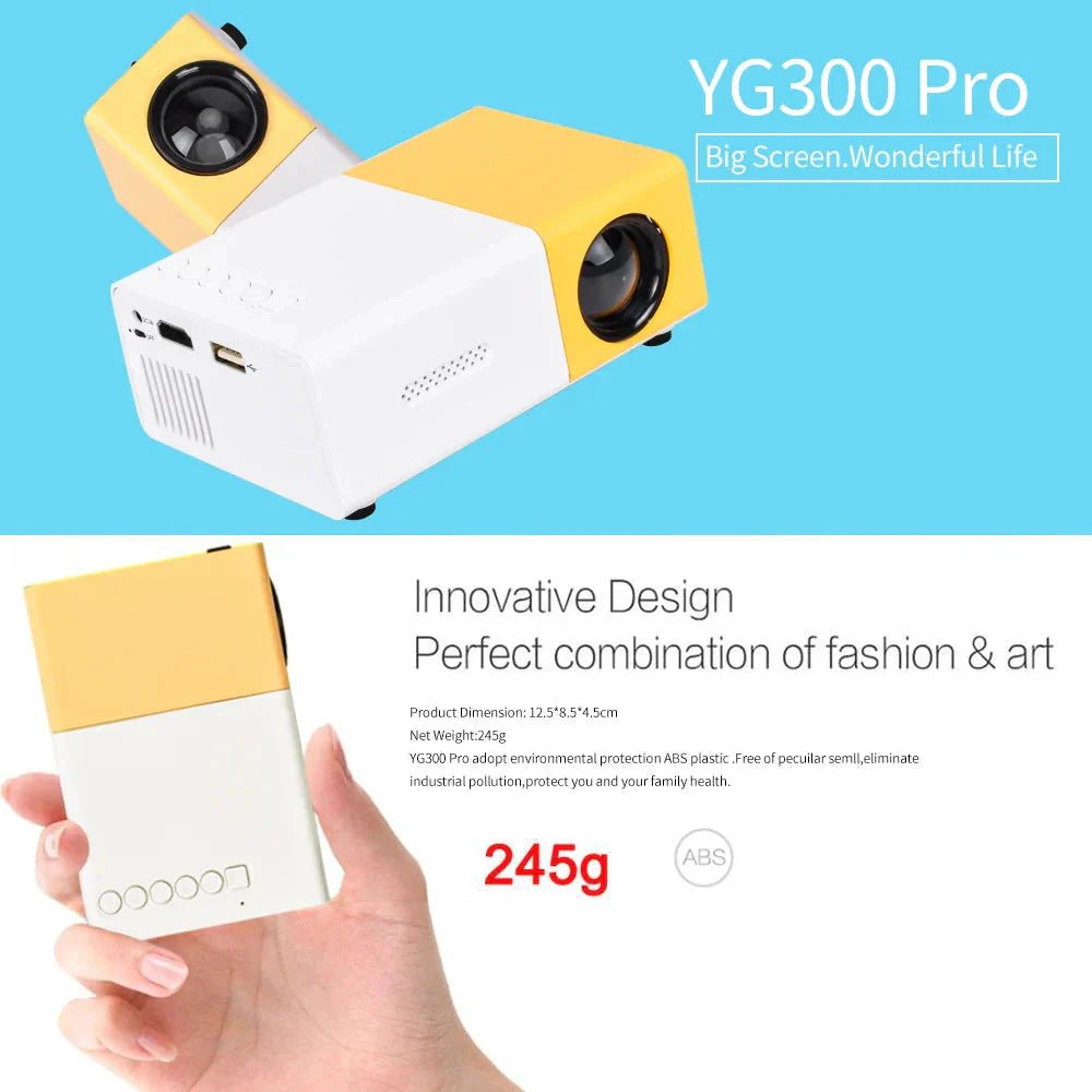 Mini Projector – 1080P Full HD Support, Portable LED Projector, 4K Video Playback