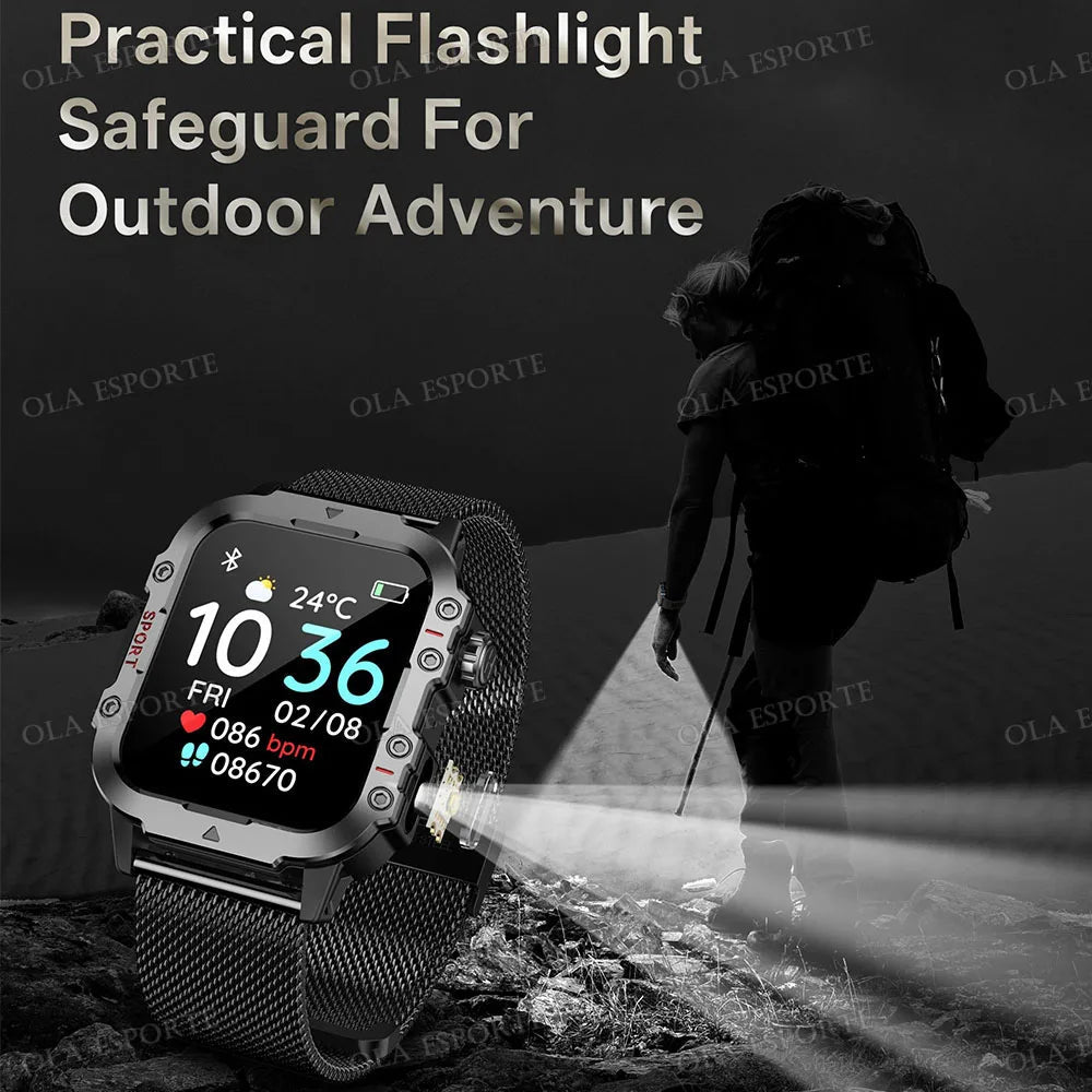 Smartwatch Homme GPS Militaire Étanche 3ATM 100+ Modes Sportifs     