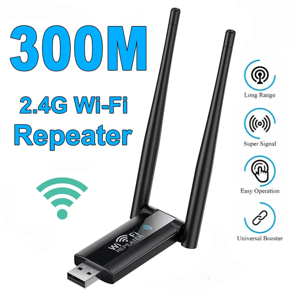 Répéteur WiFi USB 2.4G 300Mbps Amplificateur de Signal - Golden High-Tech