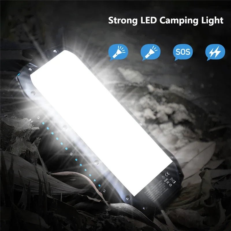 Solar Power Bank 26800mAh Waterproof Portable Solar Panel Fast Charger Powerbank External Battery Power Bank with Camping Light - Golden High-Tech