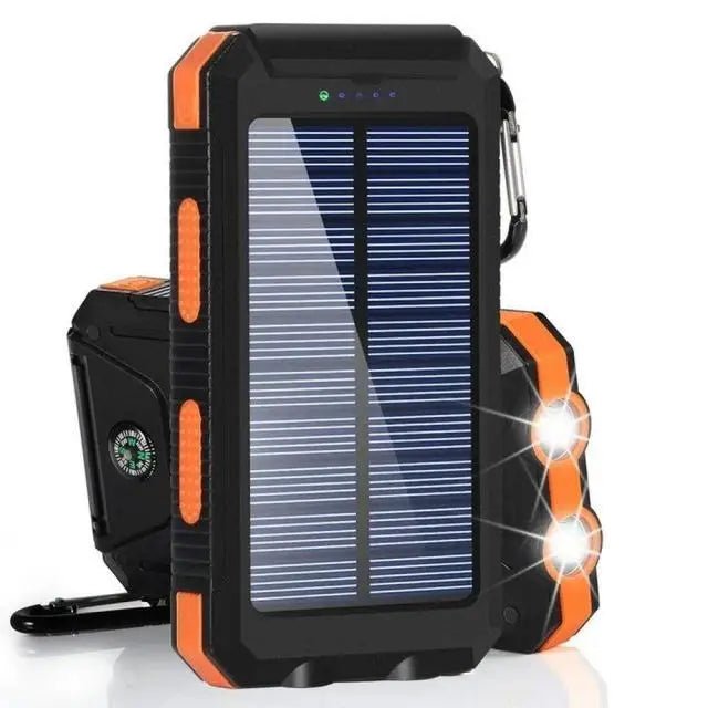 Solar Power Bank 80000mAh Portable Charging Poverbank External Battery Charger Strong Light LDE Light for All Smartphones - Golden High-Tech