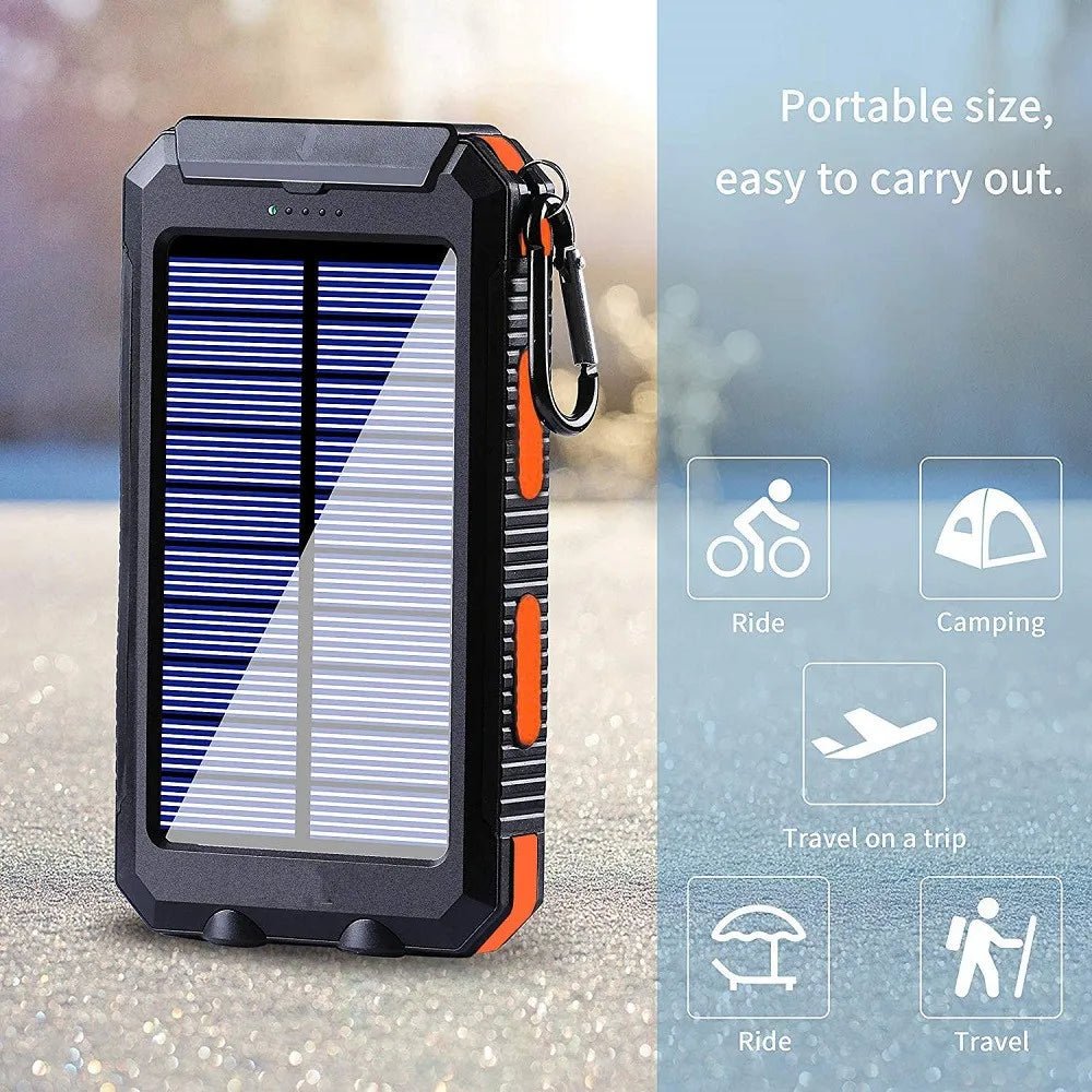 Solar Power Bank 80000mAh Portable Charging Poverbank External Battery Charger Strong Light LDE Light for All Smartphones - Golden High-Tech